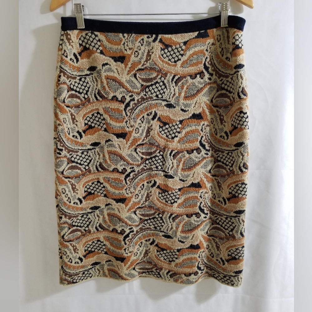 Sparrow Anthro Women's Size L Pencil Skirt Brown Paisley Print Cashmere Blend